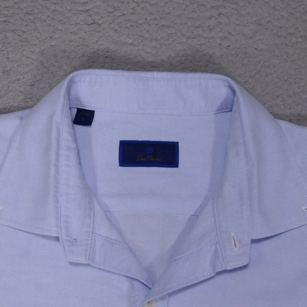 David Donahue Shirt Mens Large Blue Oxford Button Down Long Sleeve